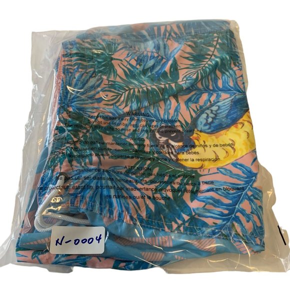 Charleston Threads Mens Swim Trunks XXL Blue Pink Parrot Short Elastic Waist - Picture 11 of 12